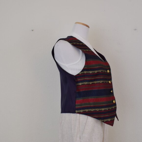 Vintage Striped Polyester/Acetate Vest by Petite Sophisticate size Small - Picture 3 of 13
